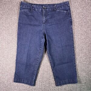St Johns Bay Capris Womens Sz‎ 10 Blue Dark Wash Crop Stretch Denim, Fits 33x18